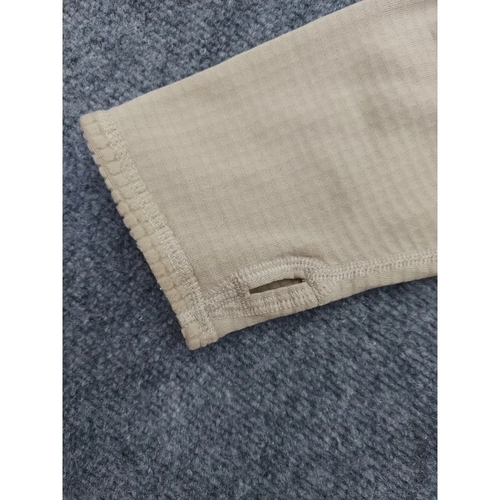 Military Cold Weather Shirt Men Large Long Tan GEN III Waffle Thumbhole 1/4 Zip